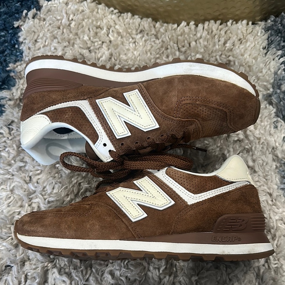 New Balance Brown Suede 574 Sneakers - Picture 6 of 9
